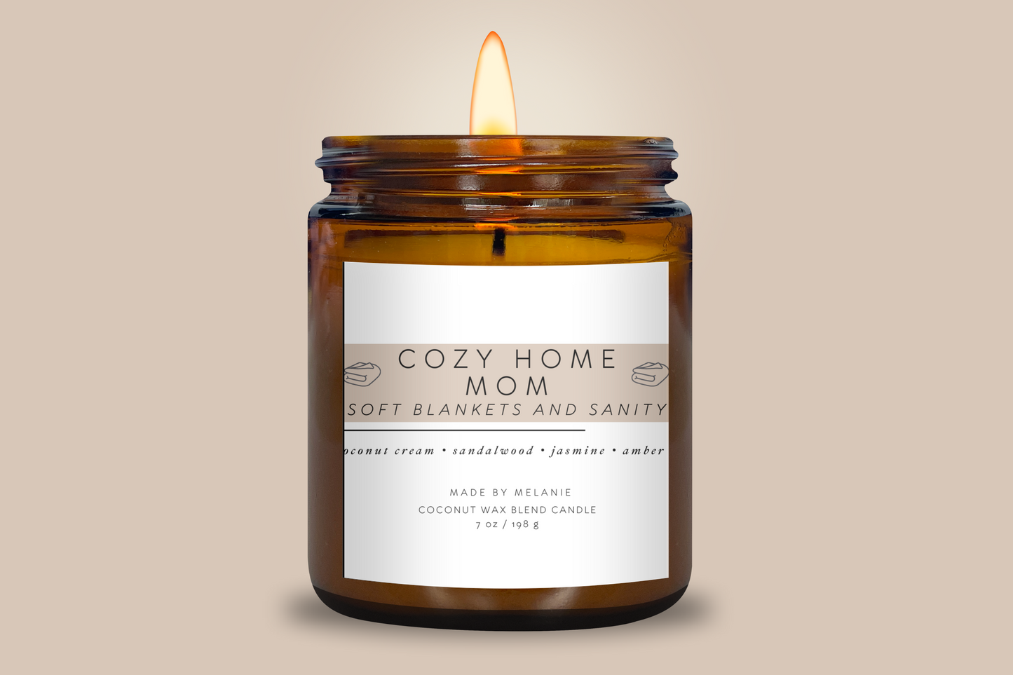 Cozy Home Mom Candle | Cozy Cashmere | Coconut Cream - Sandalwood - Jasmine - Amber