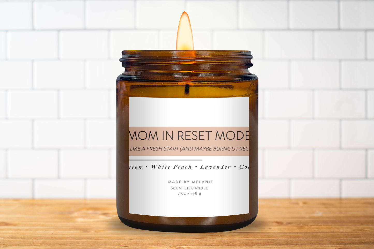 Mom in Reset Mode Candle | Cotton • White Peach • Lavender • Coconut