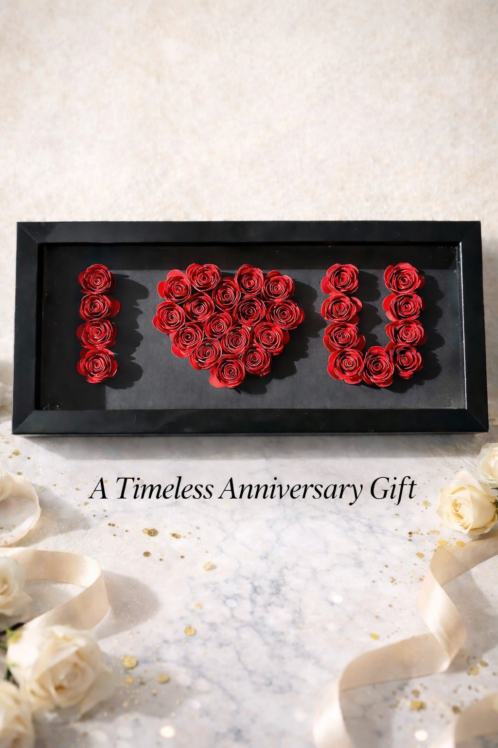 6X14 I LOVE YOU PAPER FLOWER SHADOWBOX