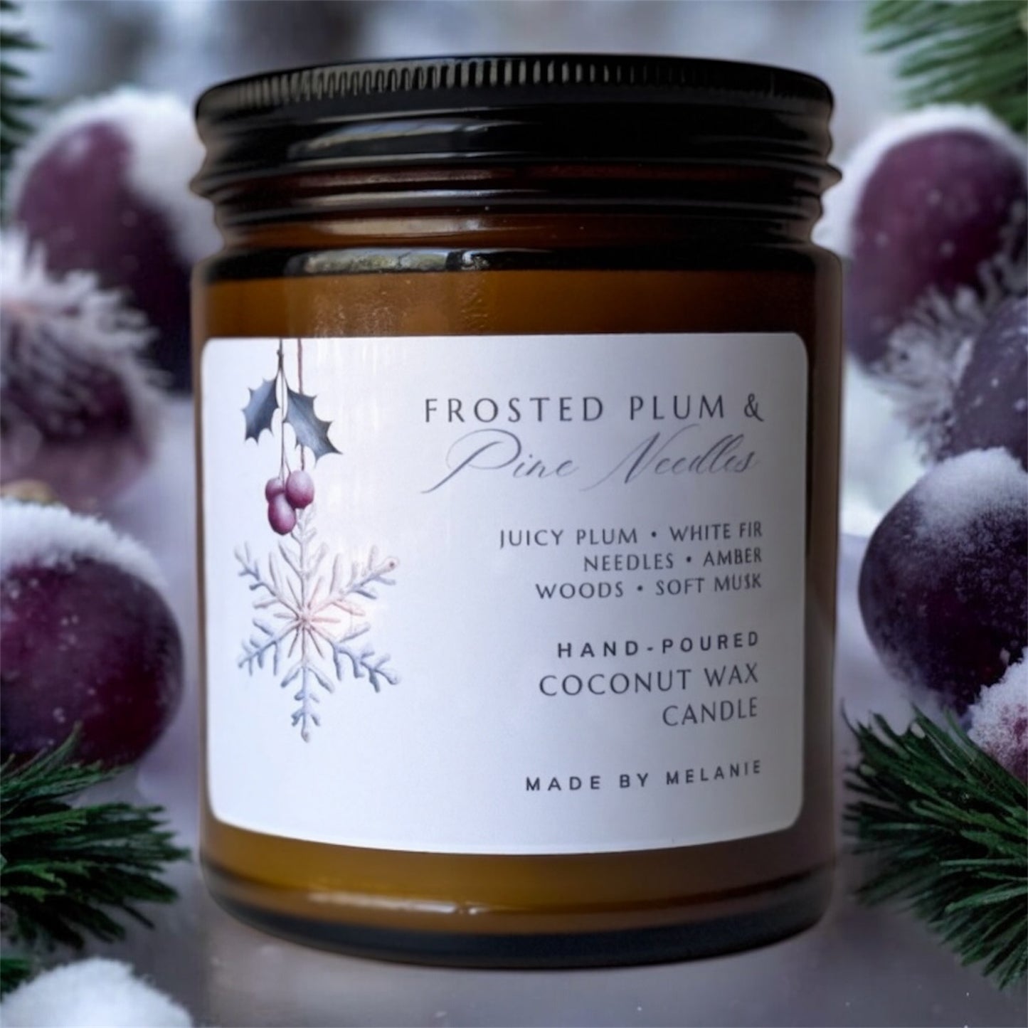 Frosted Plum & Pine Needles Candle | Plum • White Fir • Soft Musk