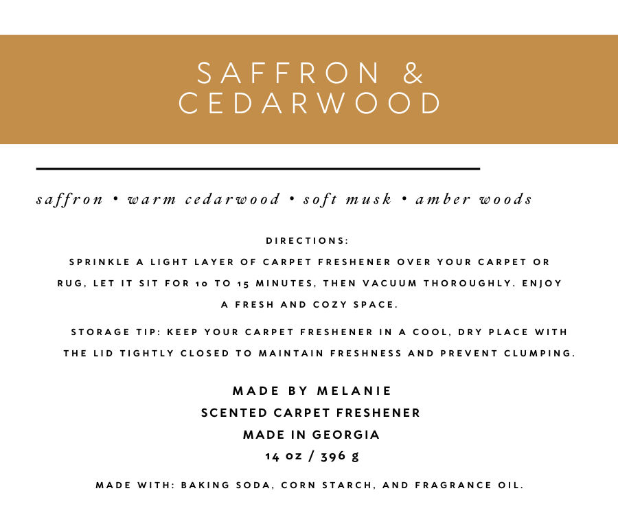 Saffron & Cedarwood - Carpet Freshener